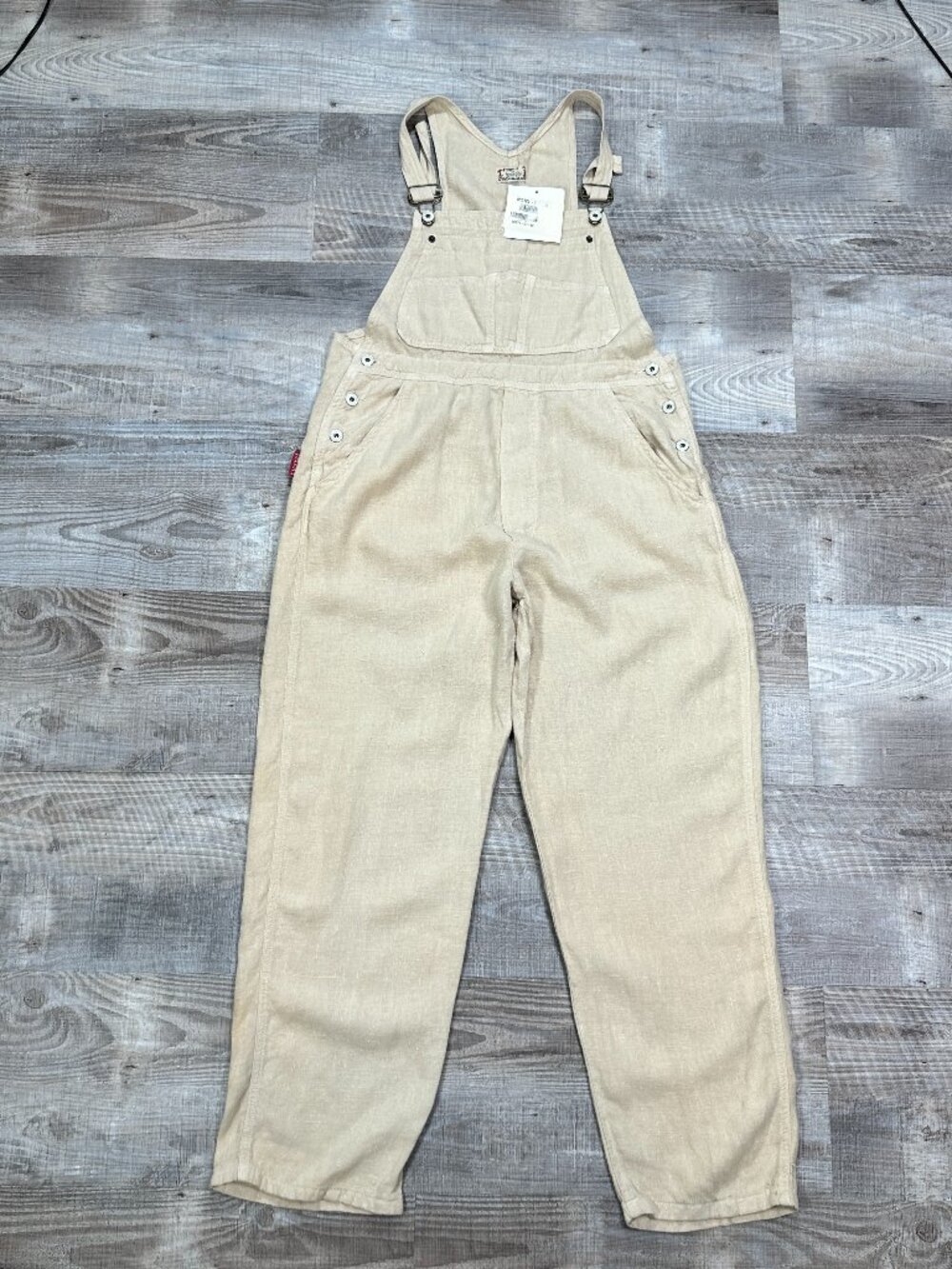 NWT Linen For Joseph 100% Linen Stright-Leg Lagenlook Overalls Ivory Sz M Vintag